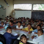 The classroom is jam-packed with students